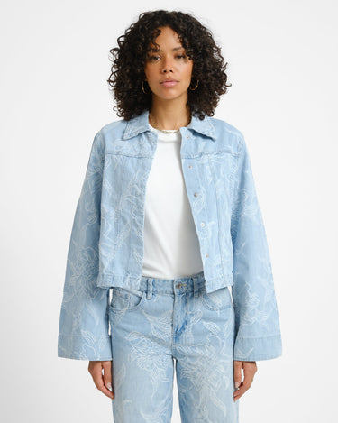 Embroidery Denim Shirt Blue - Things I Like Things I Love