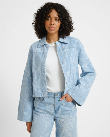 Embroidery Denim Shirt Blue - Things I Like Things I Love