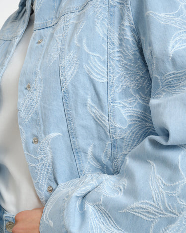 Embroidery Denim Shirt Blue - Things I Like Things I Love