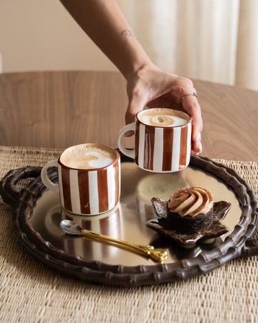 Espresso Mug Mykonos Brown Stripe - Things I Like Things I Love
