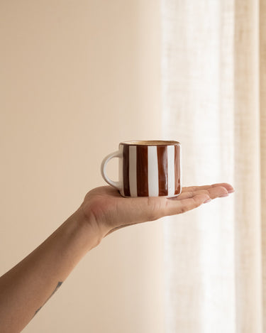 Espresso Mug Mykonos Brown Stripe - Things I Like Things I Love