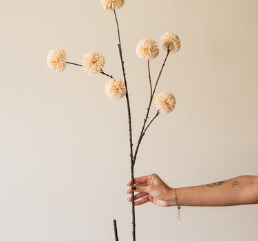 Faux Flower Pompom Cream - Things I Like Things I Love