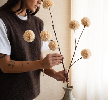 Faux Flower Pompom Cream - Things I Like Things I Love