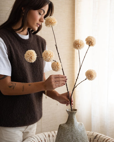 Faux Flower Pompom Cream - Things I Like Things I Love