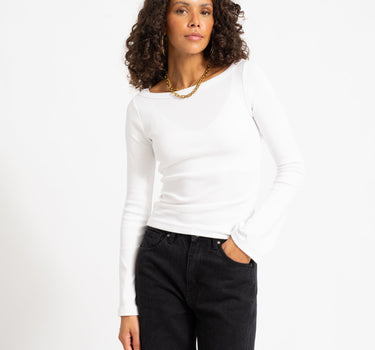 Fifi Boatneck Wide Top Bright White - Things I Like Things I Love
