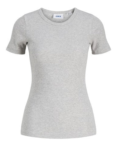 Frankie Rib Tee Light Grey Melange - Things I Like Things I Love