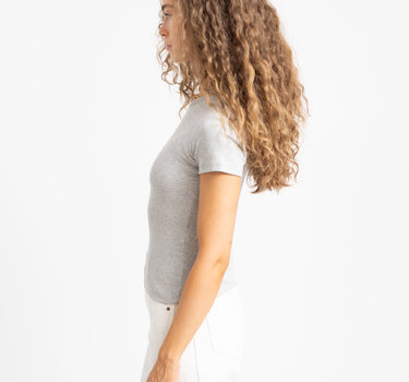 Frankie Rib Tee Light Grey Melange - Things I Like Things I Love