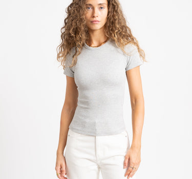 Frankie Rib Tee Light Grey Melange - Things I Like Things I Love