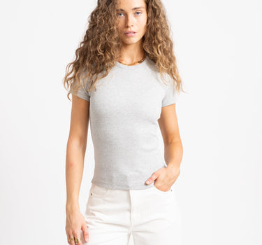 Frankie Rib Tee Light Grey Melange - Things I Like Things I Love