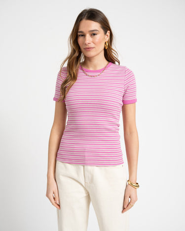 Frankie Stripe Tee Pink - Things I Like Things I Love