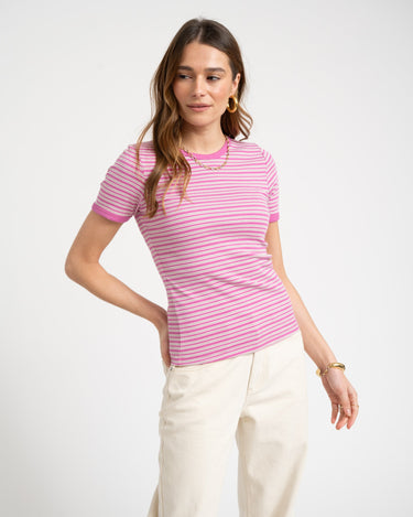 Frankie Stripe Tee Pink - Things I Like Things I Love