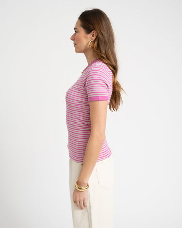 Frankie Stripe Tee Pink - Things I Like Things I Love