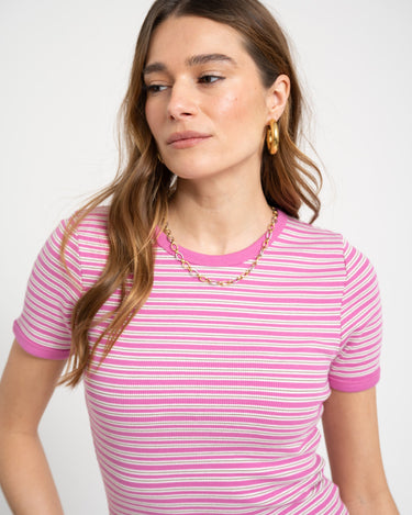 Frankie Stripe Tee Pink - Things I Like Things I Love