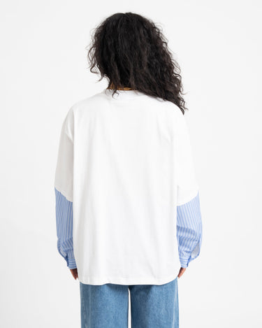 Freja Belle Mix Shirt Bright White Blauw - Things I Like Things I Love