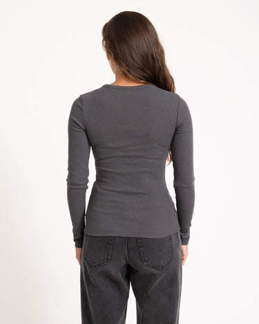 Freya Rib Tee Dark Grey Melange - Things I Like Things I Love