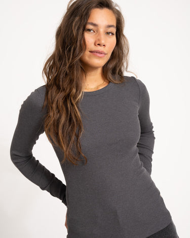 Freya Rib Tee Dark Grey Melange - Things I Like Things I Love