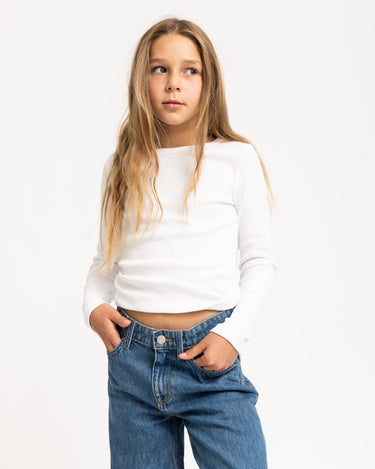 Freya Rib Tee GIRLS Bright White - Things I Like Things I Love