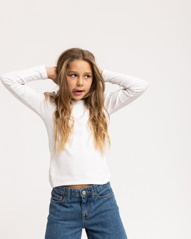 Freya Rib Tee GIRLS Bright White - Things I Like Things I Love