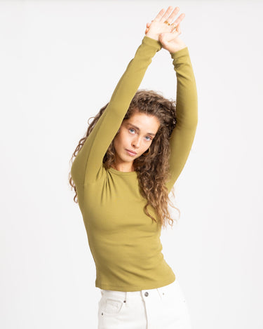 Freya Rib Tee Green Moss - Things I Like Things I Love
