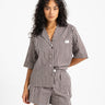 Frida Stripe Button Shirt Chocolate Brown - Things I Like Things I Love