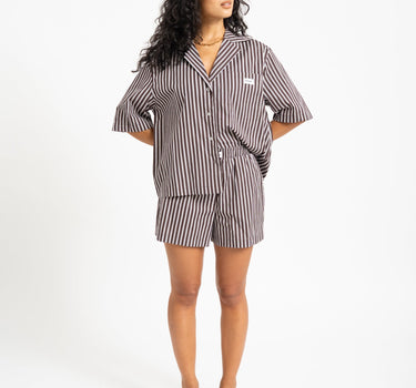 Frida Stripe Shorts Chocolate Brown - Things I Like Things I Love