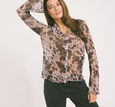 Gracie Mesh Shirt Birch Cow - Things I Like Things I Love