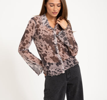 Gracie Mesh Shirt Birch Cow - Things I Like Things I Love