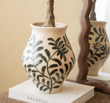Grote Handgeschilderde Deco Vaas Leaf Green - Things I Like Things I Love