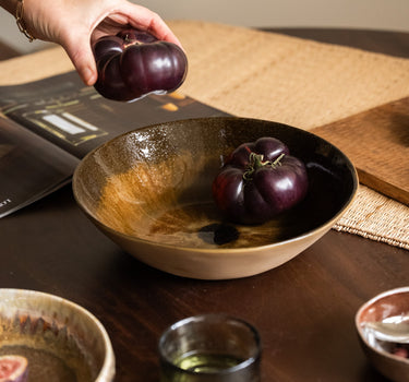 Hand - painted Serving Bowl Cycle Brown - Things I Like Things I Love