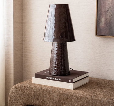 Hand - painted Table Lamp Clayton Burgundy - Things I Like Things I Love