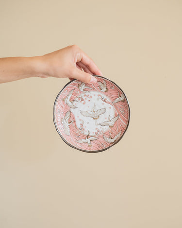 Handgemaakt Japans Gebaksbordje Kraanvogel Roze - Things I Like Things I Love
