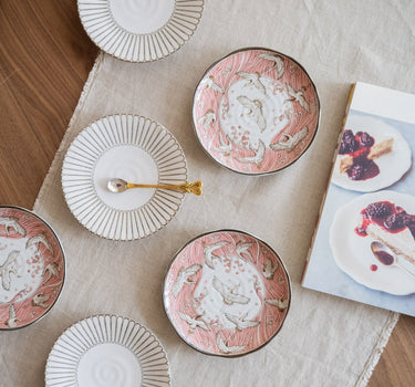 Handgemaakt Japans Gebaksbordje Kraanvogel Roze - Things I Like Things I Love