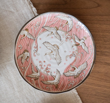 Handgemaakt Japans Gebaksbordje Kraanvogel Roze - Things I Like Things I Love