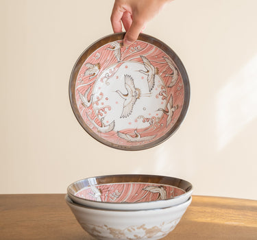 Handgemaakte Japanse Grote Kom Kraanvogel Roze - Things I Like Things I Love