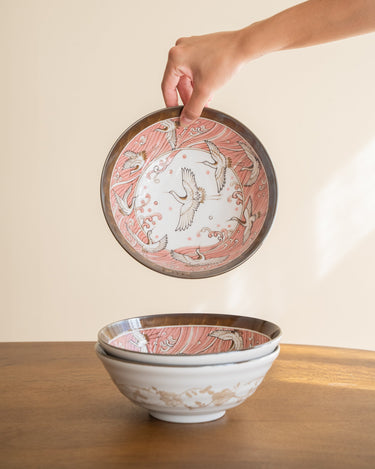 Handgemaakte Japanse Grote Kom Kraanvogel Roze - Things I Like Things I Love