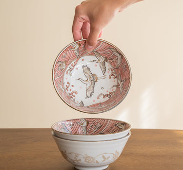 Handgemaakte Japanse Kom Kraanvogel Roze - Things I Like Things I Love