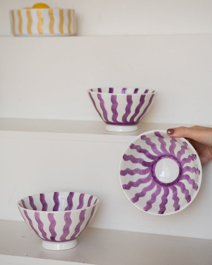 Handmade Bowl Lila Stripe Ceramic - Things I Like Things I Love