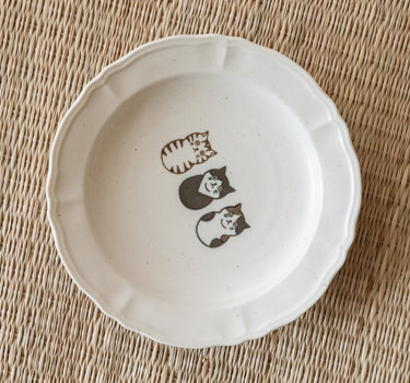 Handmade Japanese Small Plate Three Cats Neko - Things I Like Things I Love