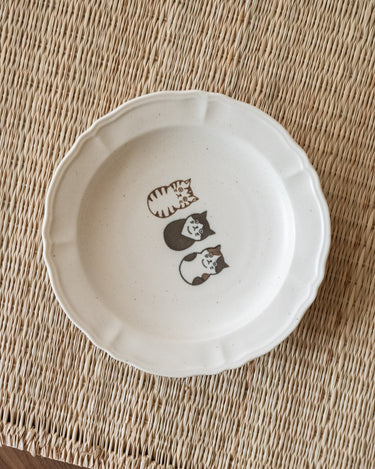 Handmade Japanese Small Plate Three Cats Neko - Things I Like Things I Love