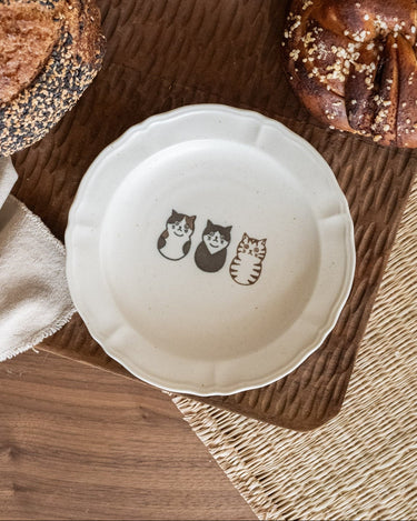 Handmade Japanese Small Plate Three Cats Neko - Things I Like Things I Love