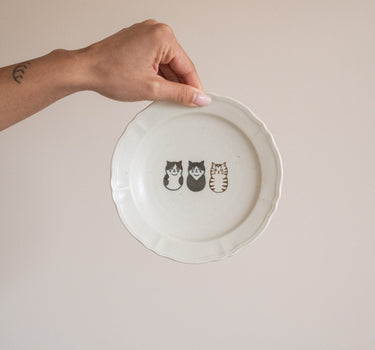 Handmade Japanese Small Plate Three Cats Neko - Things I Like Things I Love