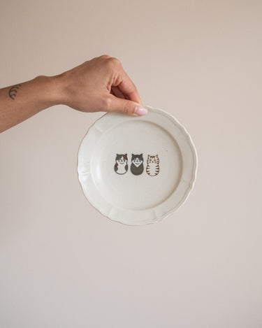 Handmade Japanese Small Plate Three Cats Neko - Things I Like Things I Love