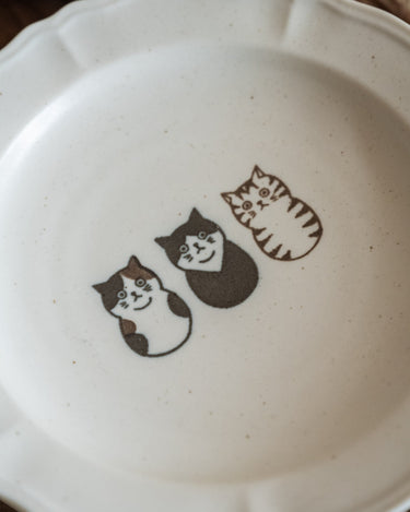 Handmade Japanese Small Plate Three Cats Neko - Things I Like Things I Love