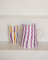 Handmade Jug Lila Stripe Ceramic