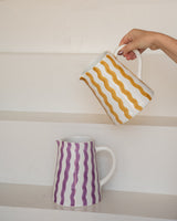 Handmade Jug Yellow Stripe Ceramic