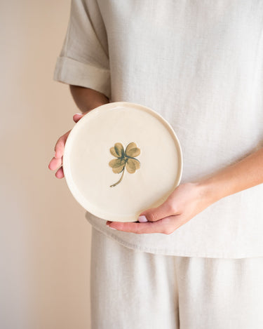 Handmade Plate Lucky Clover Ceramic - Things I Like Things I Love