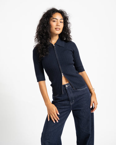 Hanna Zip Knit Cardigan Night Sky - Things I Like Things I Love