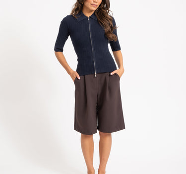 Hanna Zip Knit Cardigan Night Sky - Things I Like Things I Love