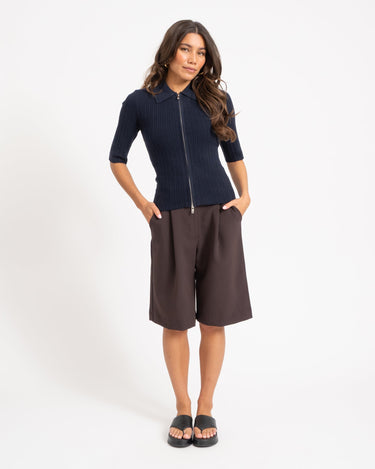Hanna Zip Knit Cardigan Night Sky - Things I Like Things I Love