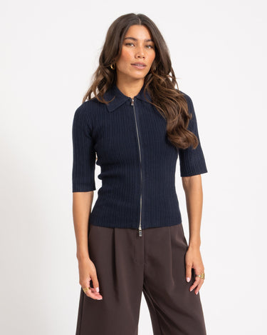 Hanna Zip Knit Cardigan Night Sky - Things I Like Things I Love